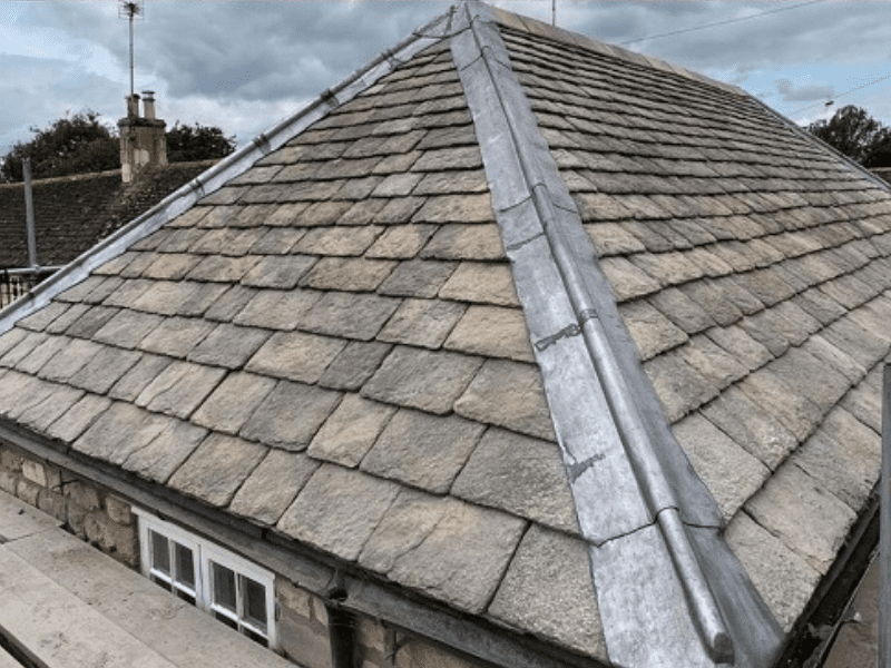 Lead hip on Collyweston roof